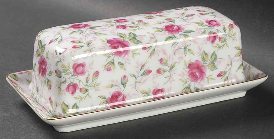Rose Chintz 1/4 Lb Covered Butter by Lefton-1