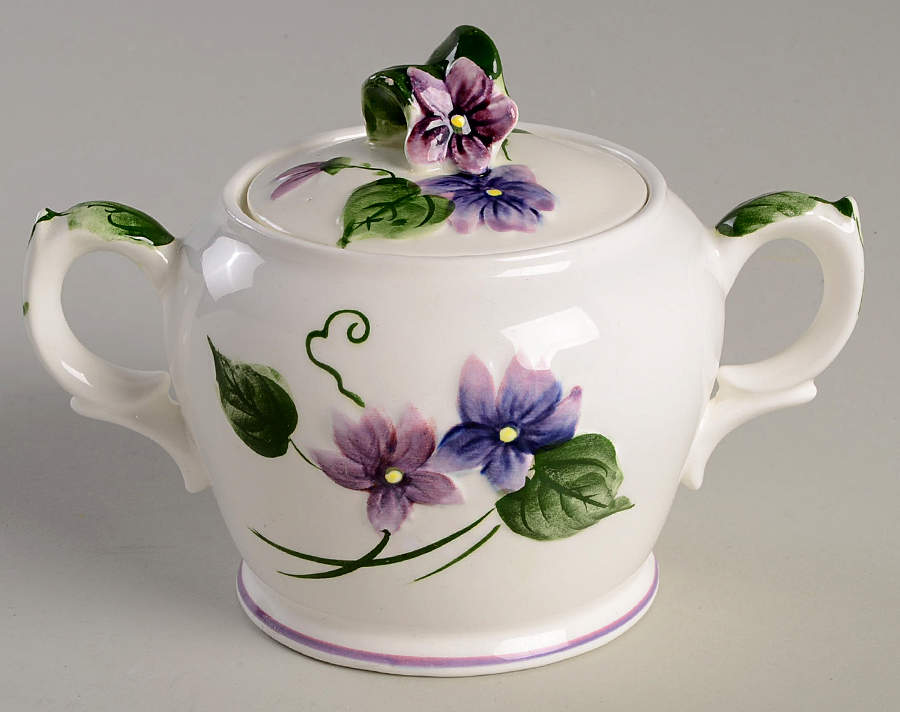 Sweet Violets Sugar Bowl & Lid by Lefton-1