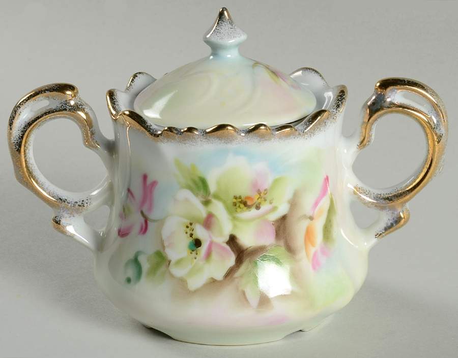 To A Wild Rose Sugar Bowl & Lid by Lefton-1