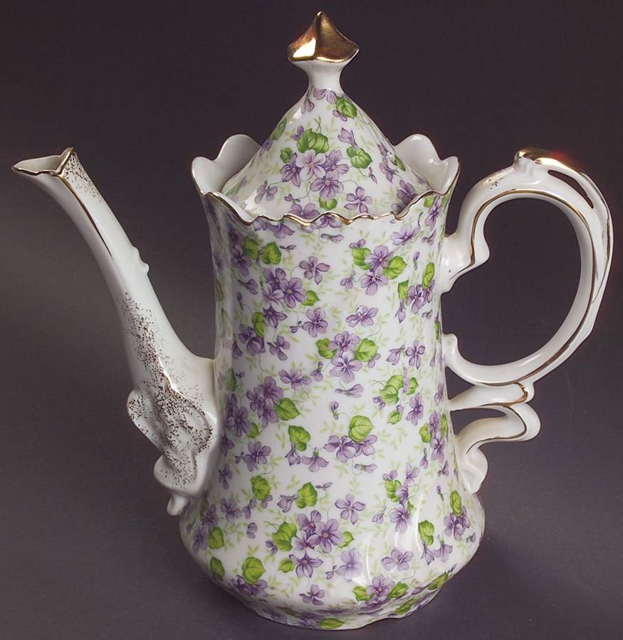 Violet Chintz Coffee Pot & Lid by Lefton-1