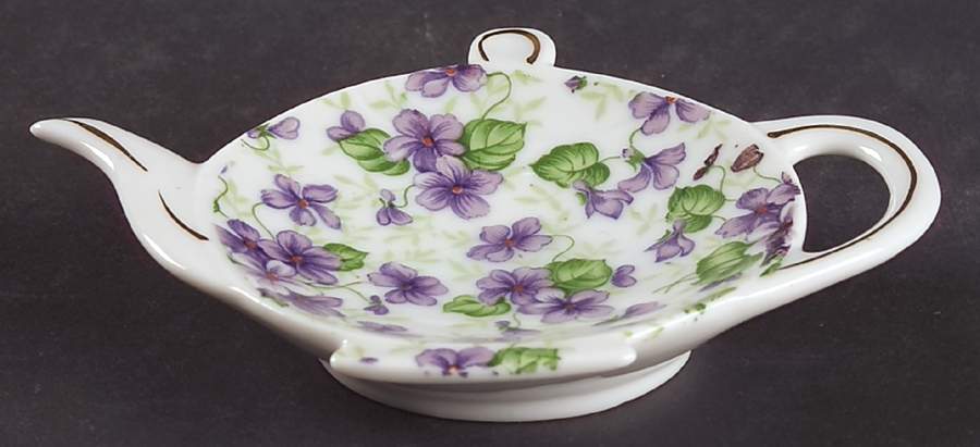 Violet Chintz Tea Bag Holder by Lefton-1