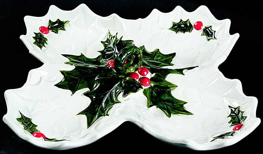 White Holly 4 Part Relish by Lefton-1