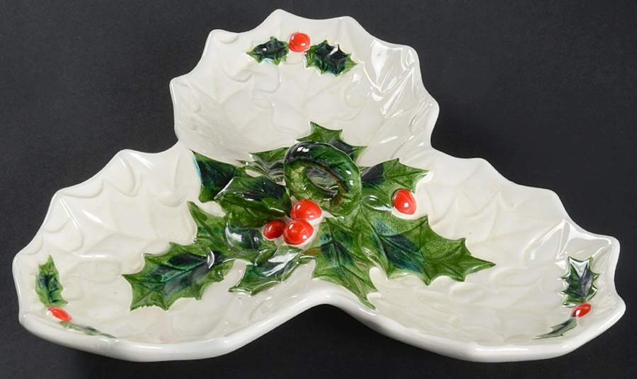 White Holly 3-Part Relish by Lefton-1