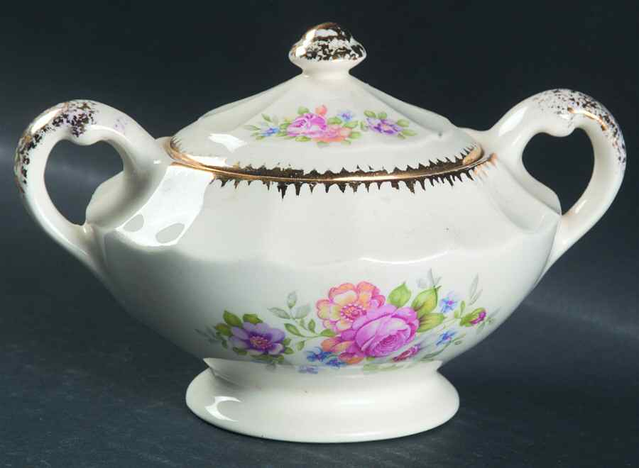American Rose Sugar Bowl & Lid by Limoges-American-1