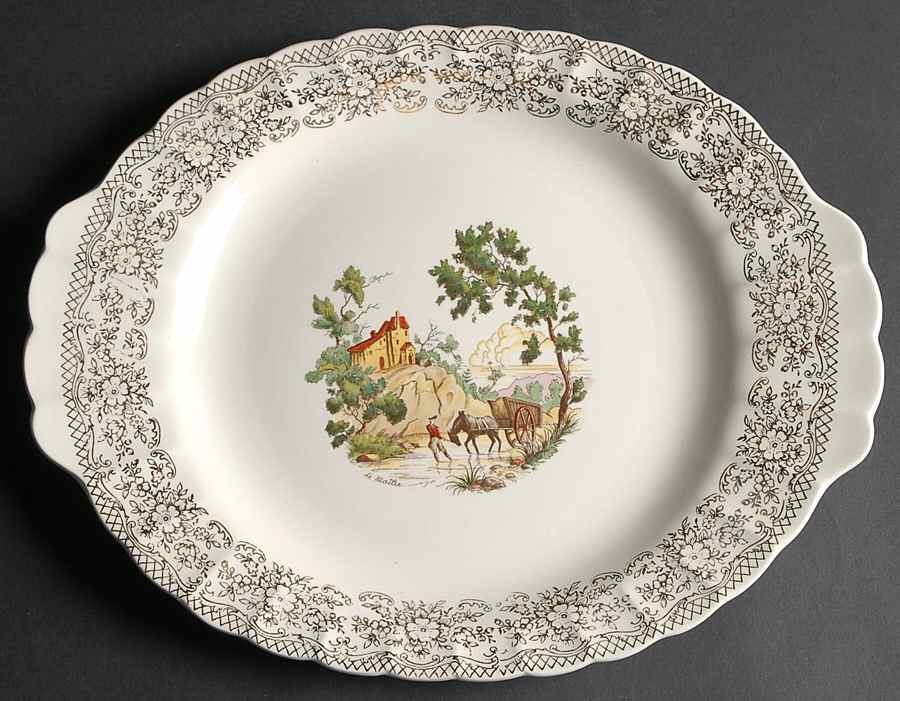 Chateau France (Filigree 1KS518) 13" Oval Serving Platter by Limoges-American-1