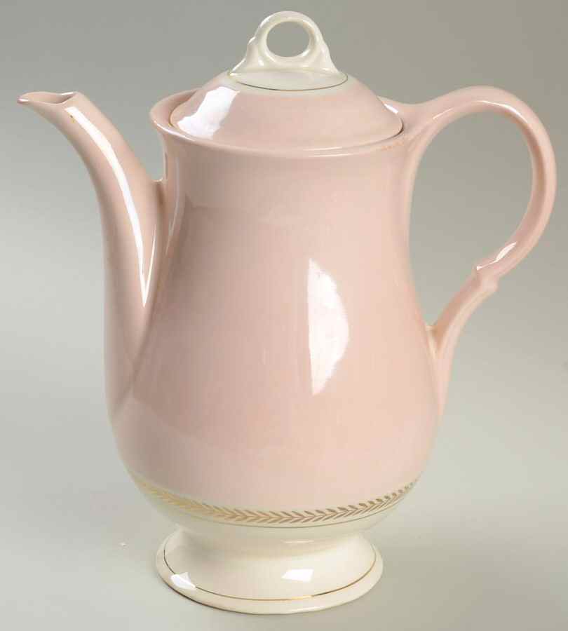 Federal Coral Pink Coffee Pot & Lid by Limoges-American-1