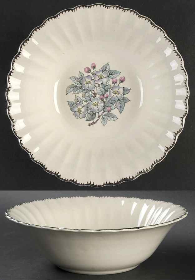 Grey Blossom 8" Round Vegetable Bowl by Limoges-American-1