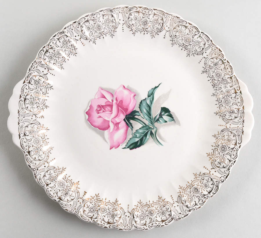 Le Fleur Rouge Handled Cake Plate by Limoges-American-1