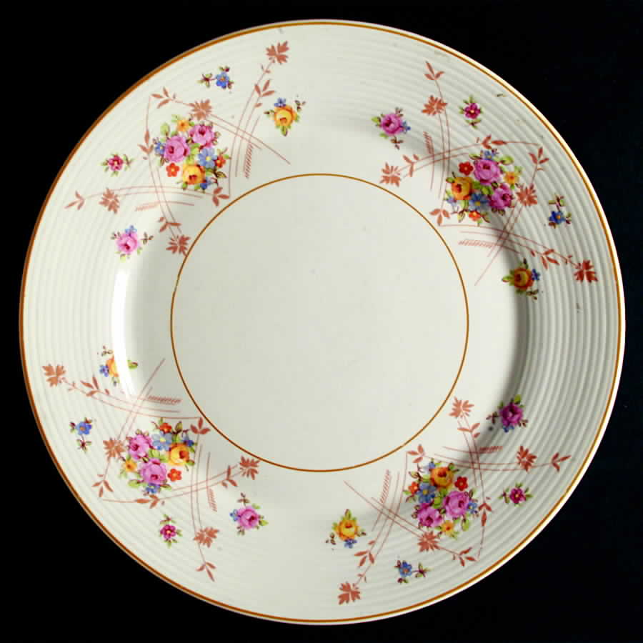 New Princess (Smooth, Ridges, Yellow Trim) Dinner Plate by Limoges-American-1