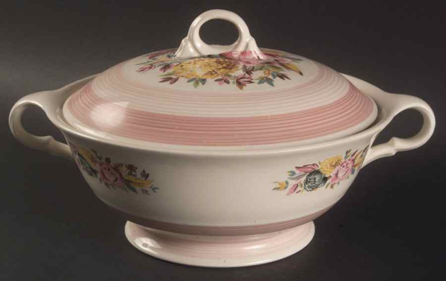 Pompadour Rose Round Covered Vegetable by Limoges-American-1