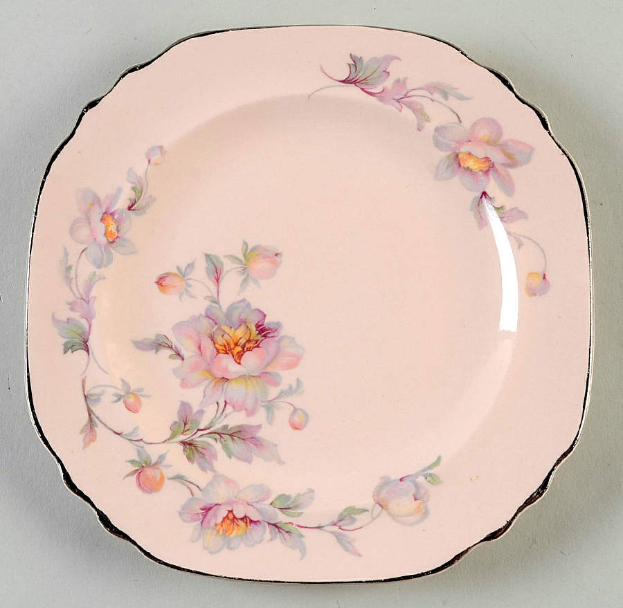 Silver Moon Pink Background Dessert/Pie Plate by Limoges-American-1
