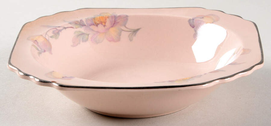 Silver Moon Pink Background Rim Fruit/Dessert (Sauce) Bowl by Limoges-American-1