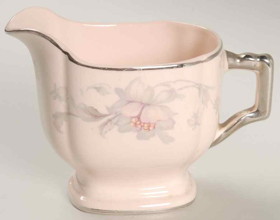 Silver Moon Pink Background Creamer by Limoges-American-1