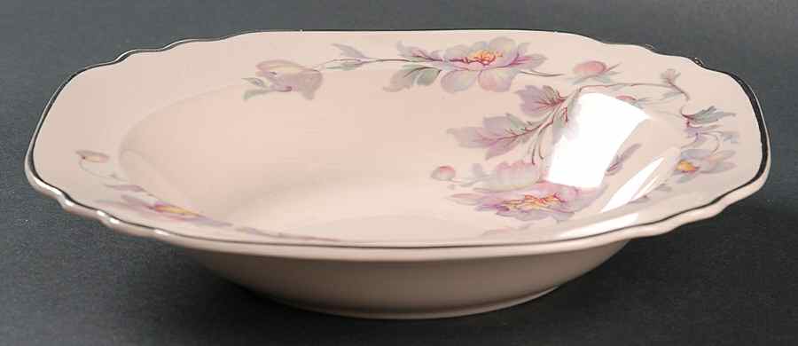 Silver Moon Pink Background Rim Cereal Bowl by Limoges-American-1