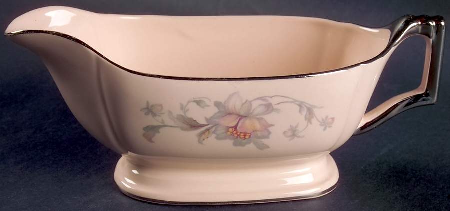 Silver Moon Pink Background Gravy Boat by Limoges-American-1
