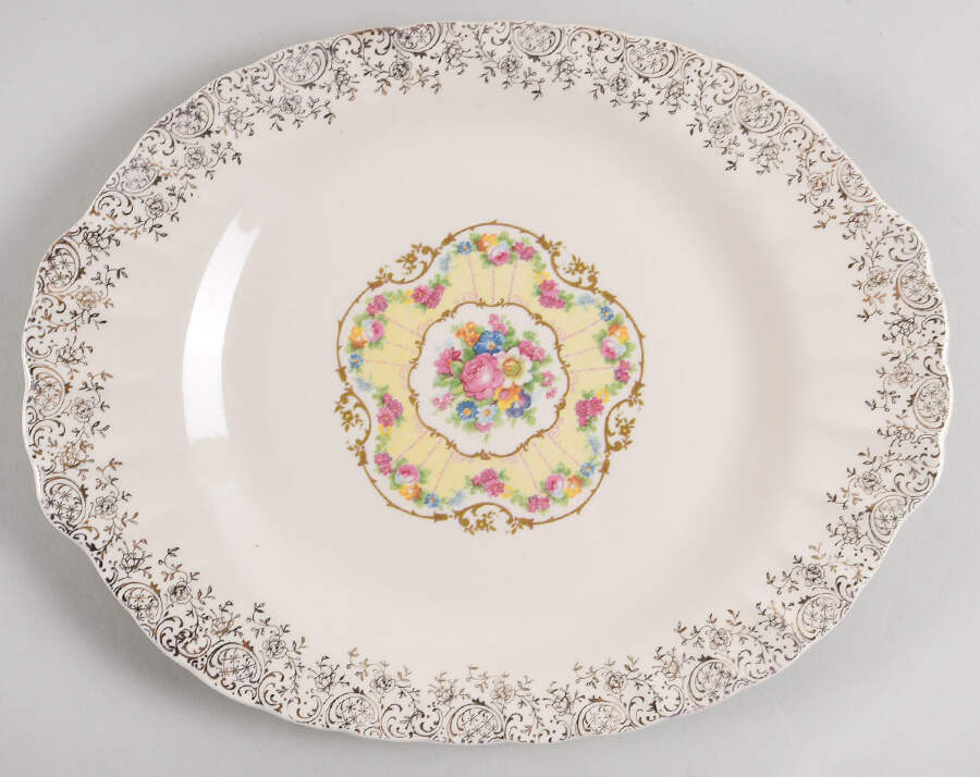 Toledo Delight White 11" Oval Serving Platter by Limoges-American-1