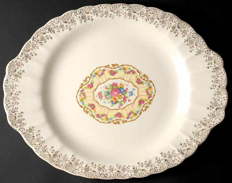 Toledo Delight White 13" Oval Serving Platter by Limoges-American-1