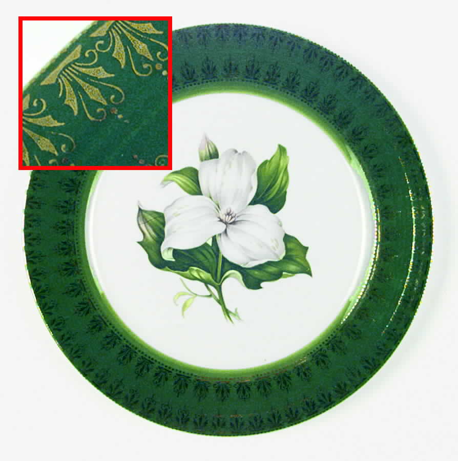 Trillium (Forest Green Filigree) Dinner Plate by Limoges-American-1