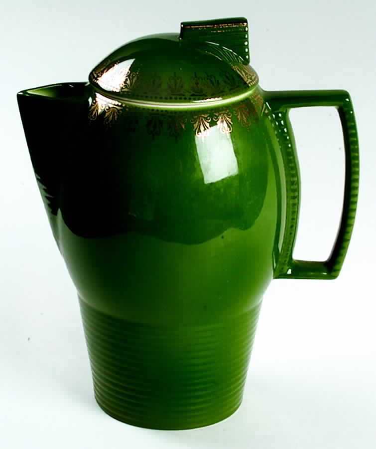 Trillium (Forest Green Filigree) Coffee Pot & Lid by Limoges-American-1