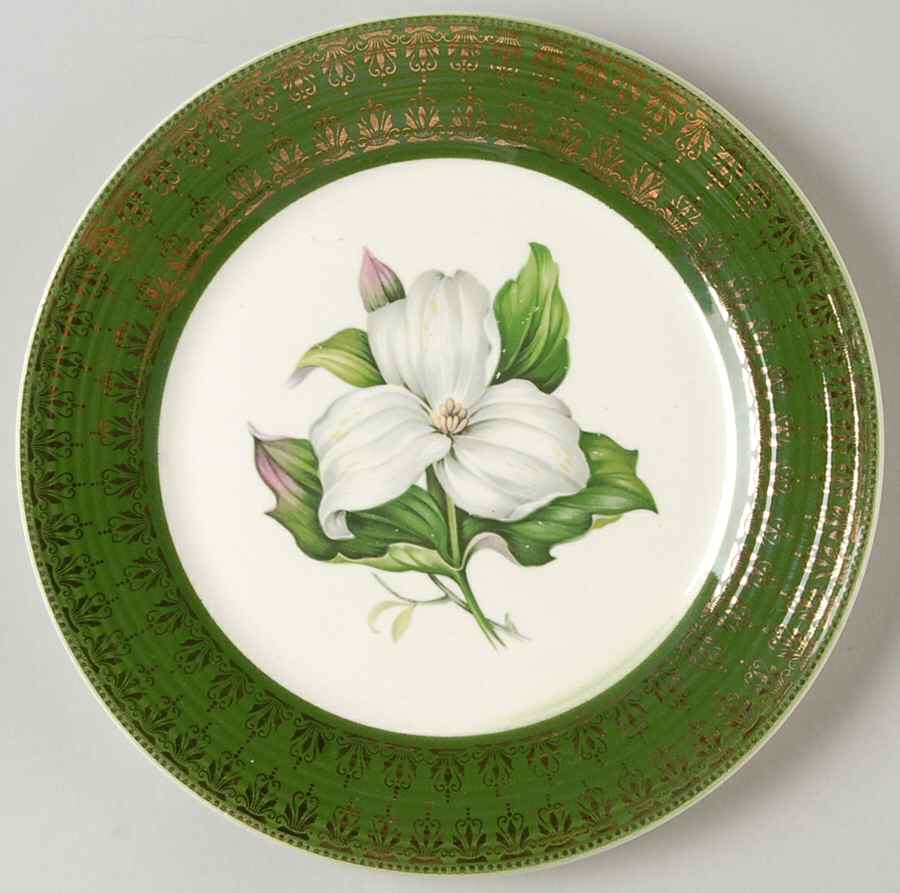 Trillium (Forest Green Filigree) Salad Plate by Limoges-American-1