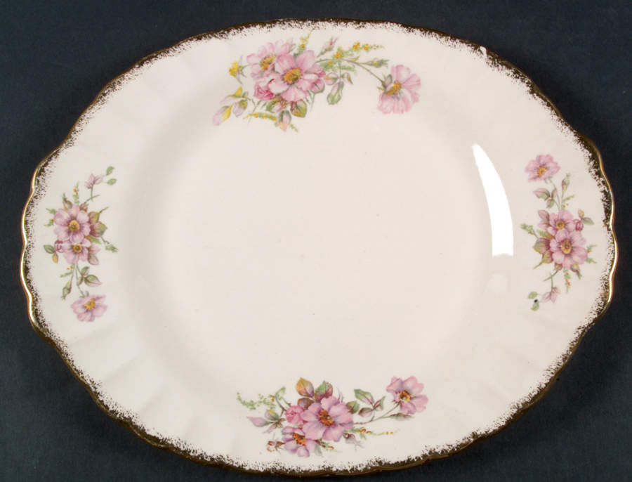 Wild Rose (Gold Trim) 11" Oval Serving Platter by Limoges-American-1