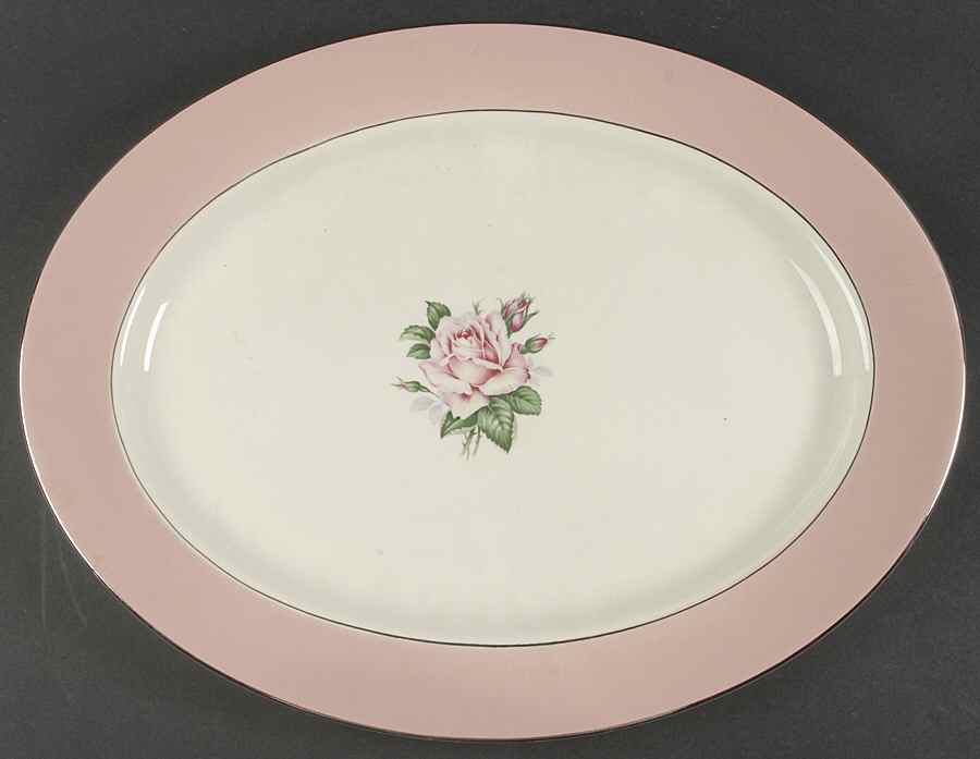 Pink Rose 16" Oval Serving Platter by Lifetime-1