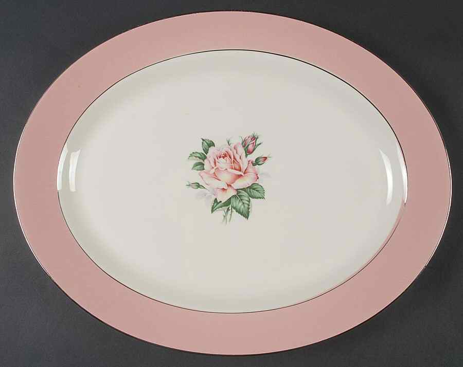 Pink Rose 13" Oval Serving Platter by Lifetime-1
