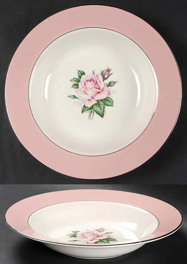 Pink Rose Rim Soup Bowl by Lifetime-1