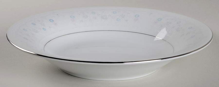 Brocade Blue and Pink Coupe Soup Bowl by Liling-1