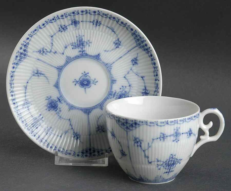 Blue Fjord (Smooth) Flat Cup & Saucer Set by Lipper & Mann (L & M)-1