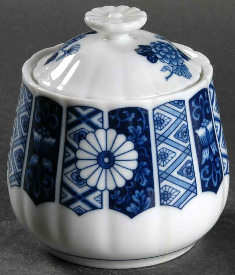 Blue Imari (L & M) Sugar Bowl & Lid by Lipper & Mann (L & M)-1