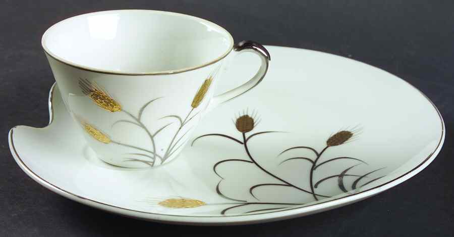 Gold & Silver Wheat (Lm) Snack Plate & Cup Set by Lipper & Mann (L & M)-1