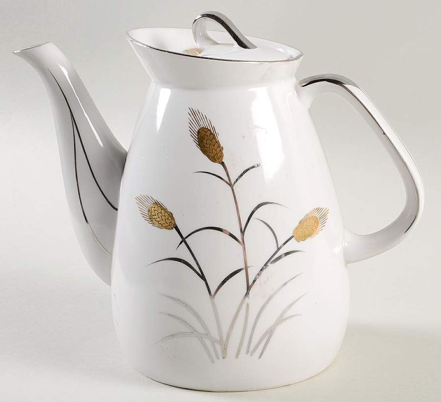Gold & Silver Wheat (Lm) Teapot & Lid by Lipper & Mann (L & M)-1