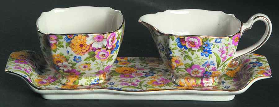 Marigold Creamer & Open Sugar with Tray by Lord Nelson-1