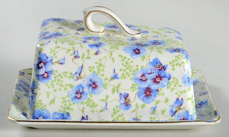 Pansy Cheese Dish with Lid (Wedge) by Lord Nelson-1