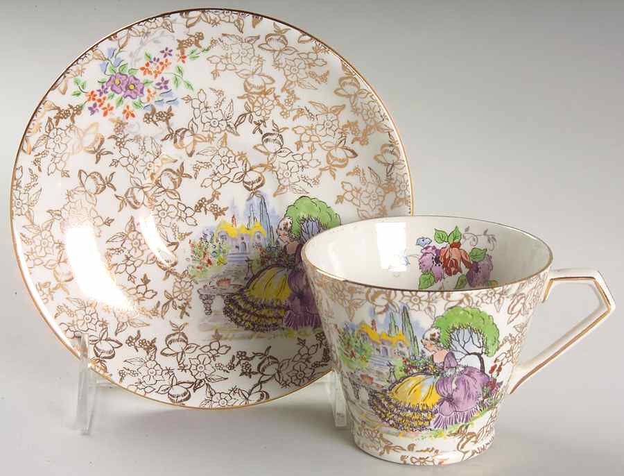 Pompadour Flat Cup & Saucer Set by Lord Nelson-1