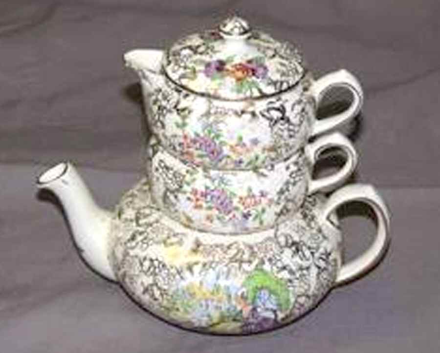 Pompadour Mini Teapot Stacking Set (Creamer, Sugar) by Lord Nelson-1