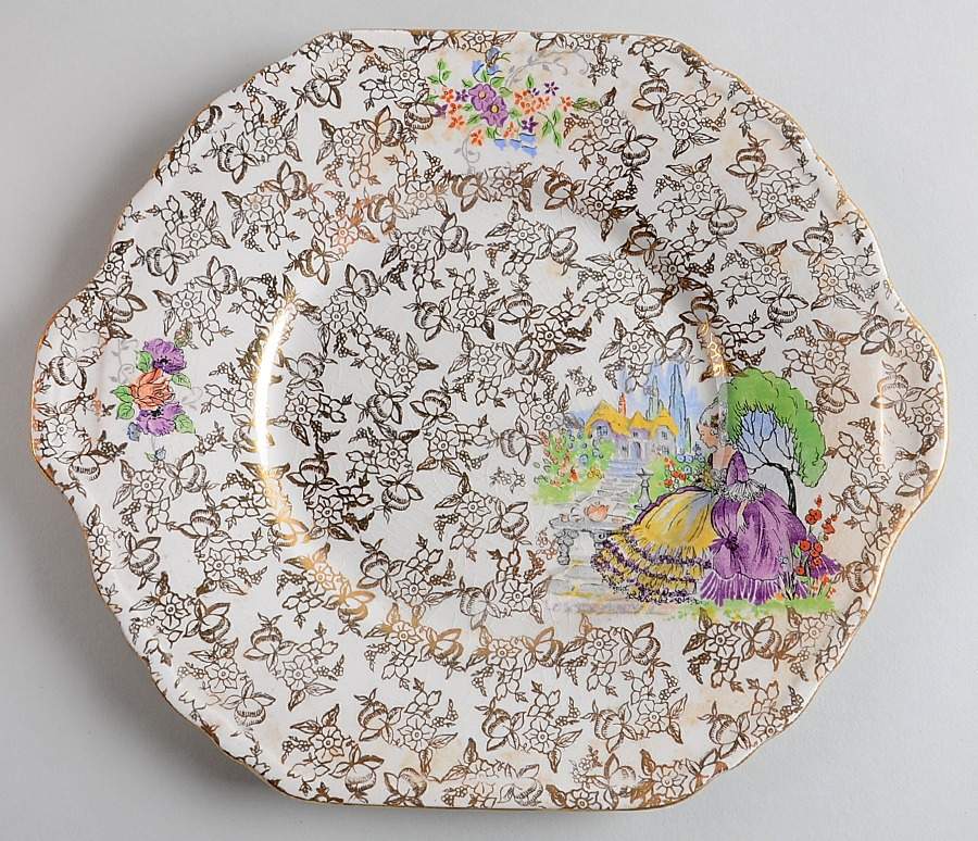 Pompadour Square Handled Cake Plate by Lord Nelson-1