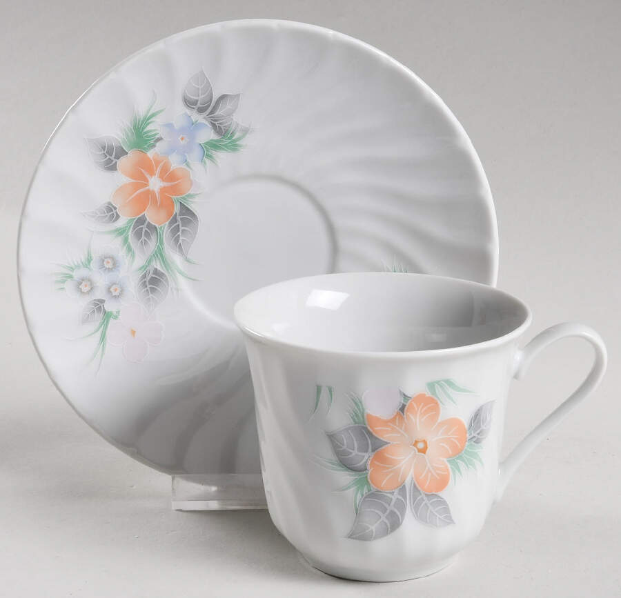 Mimosa Flat Cup & Saucer Set by Lynn's China-1