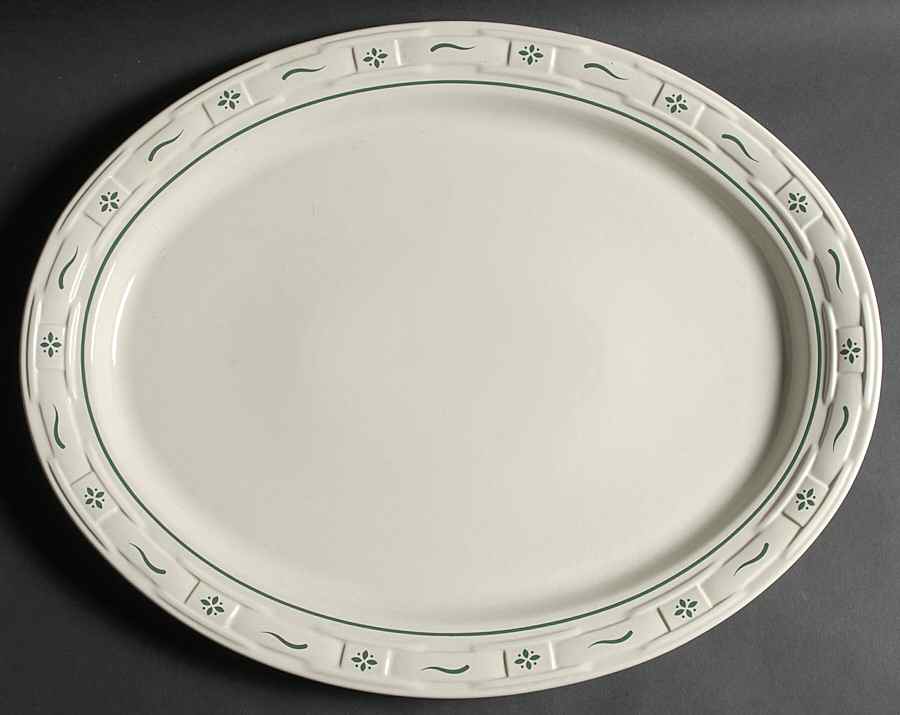 Woven Traditions Heritage Green 19" Oval Serving Platter by Longaberger-1