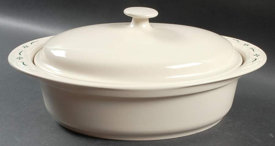 Woven Traditions Heritage Green 3 Quart Oval Covered Casserole by Longaberger-1