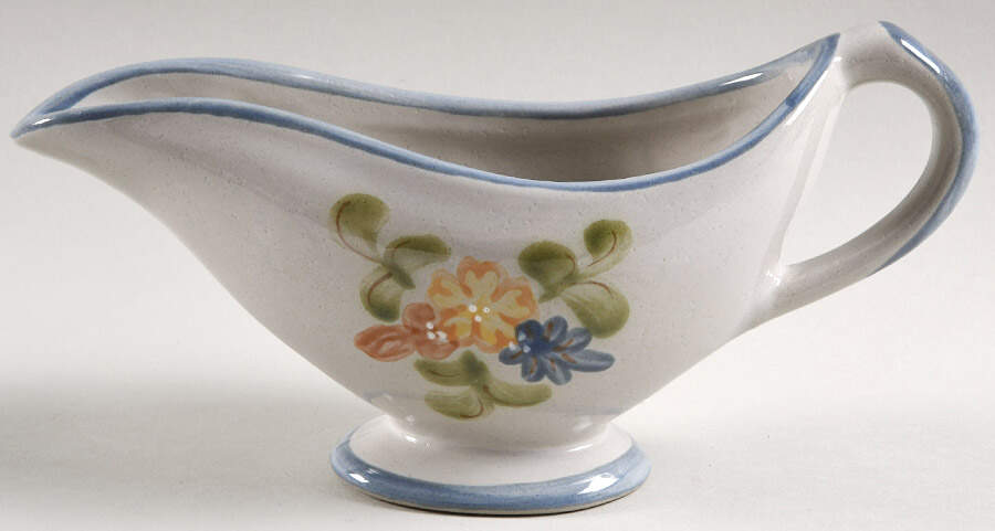 Country Flower Blue Gravy Boat by Louisville-1