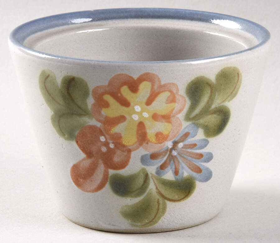 Country Flower Blue Sugar Bowl No Lid by Louisville-1