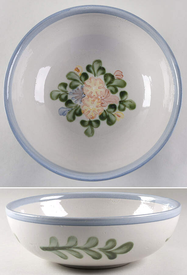 Country Flower Blue 10" Large Salad Serving Bowl by Louisville-1