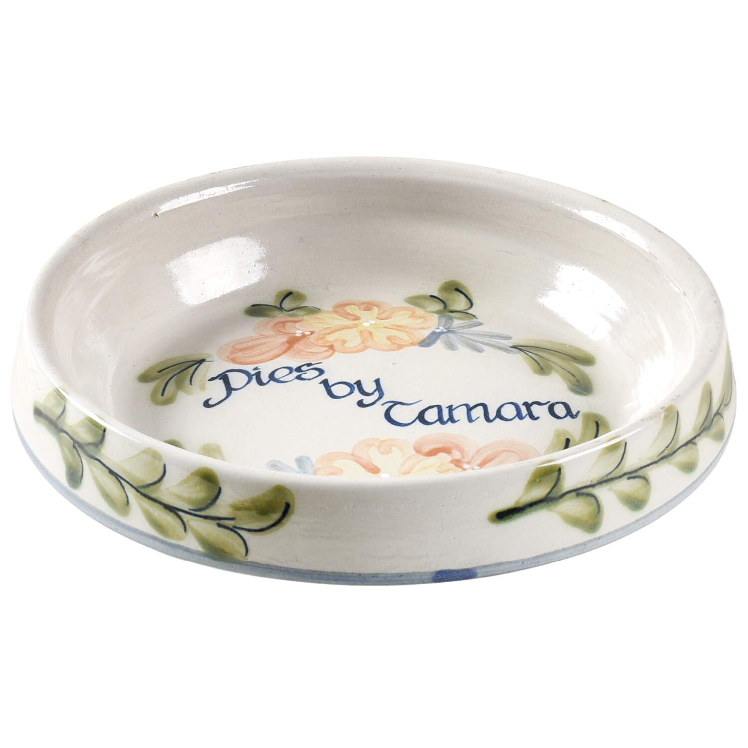 Country Flower Blue Pie Serving Plate by Louisville-1