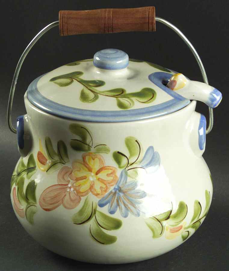Country Flower Blue Tureen & Lid w/Ladle by Louisville-1