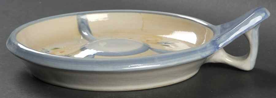 Country Flower Blue Round Shallow Microwave Baker by Louisville-1