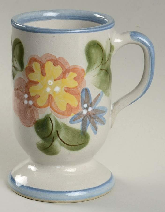 Country Flower Blue Pedestal Mug by Louisville-1