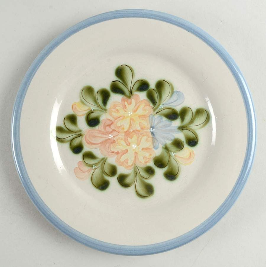 Country Flower Blue Luncheon Plate by Louisville-1