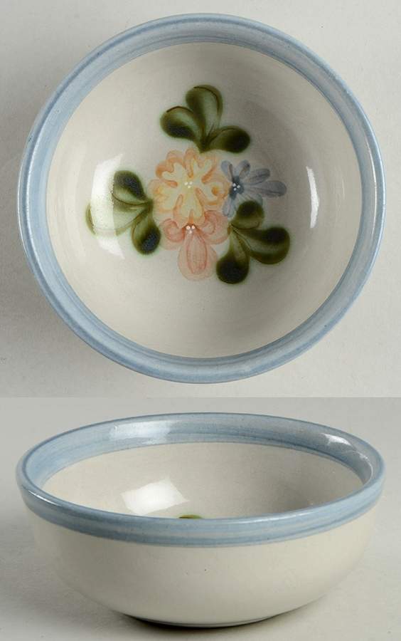 Country Flower Blue Fruit/Dessert (Sauce) Bowl by Louisville-1